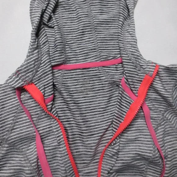 4/$14 LUKKA womens STRIPED gray WHITE pink JACKET lightweight HOODIE SIZE MED - Picture 4 of 12